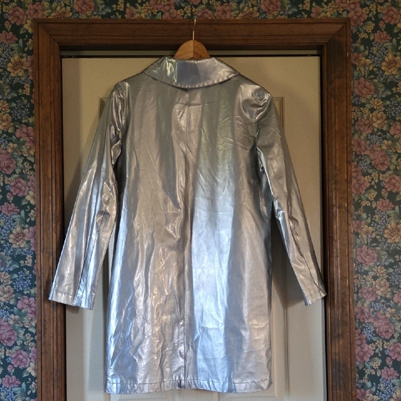 Michael Kors Shiny Silver Rain/Trench Coat - Picture 4 of 8